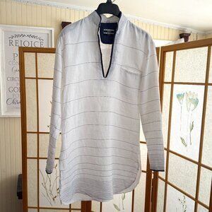 Zylus size large white with blue stripes linen shirt sz M